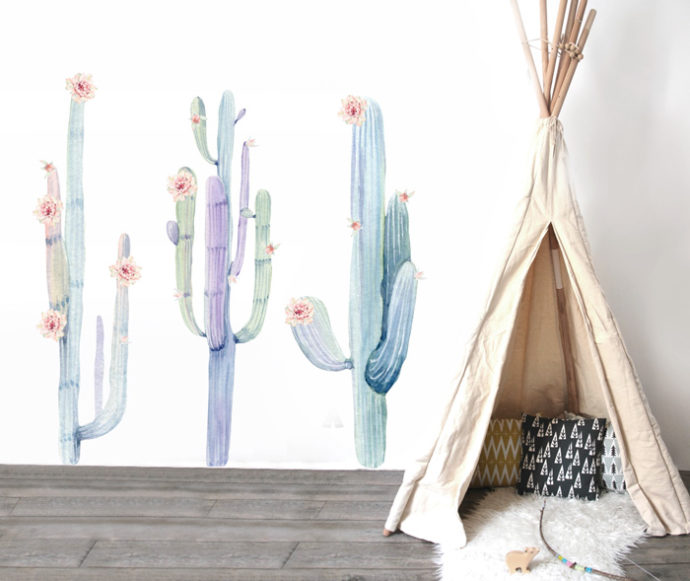 Cactus with Flowers Wall Decal Your Decal Shop Wall Decal NZ