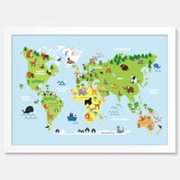 Cartoon World Map Art Print Your Decal Shop Wall Decal NZ