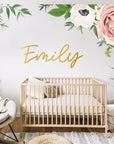 Elegant Glitter Floral Bouquet – Custom Name Wall Decal Your Decal Shop Wall Decal NZ