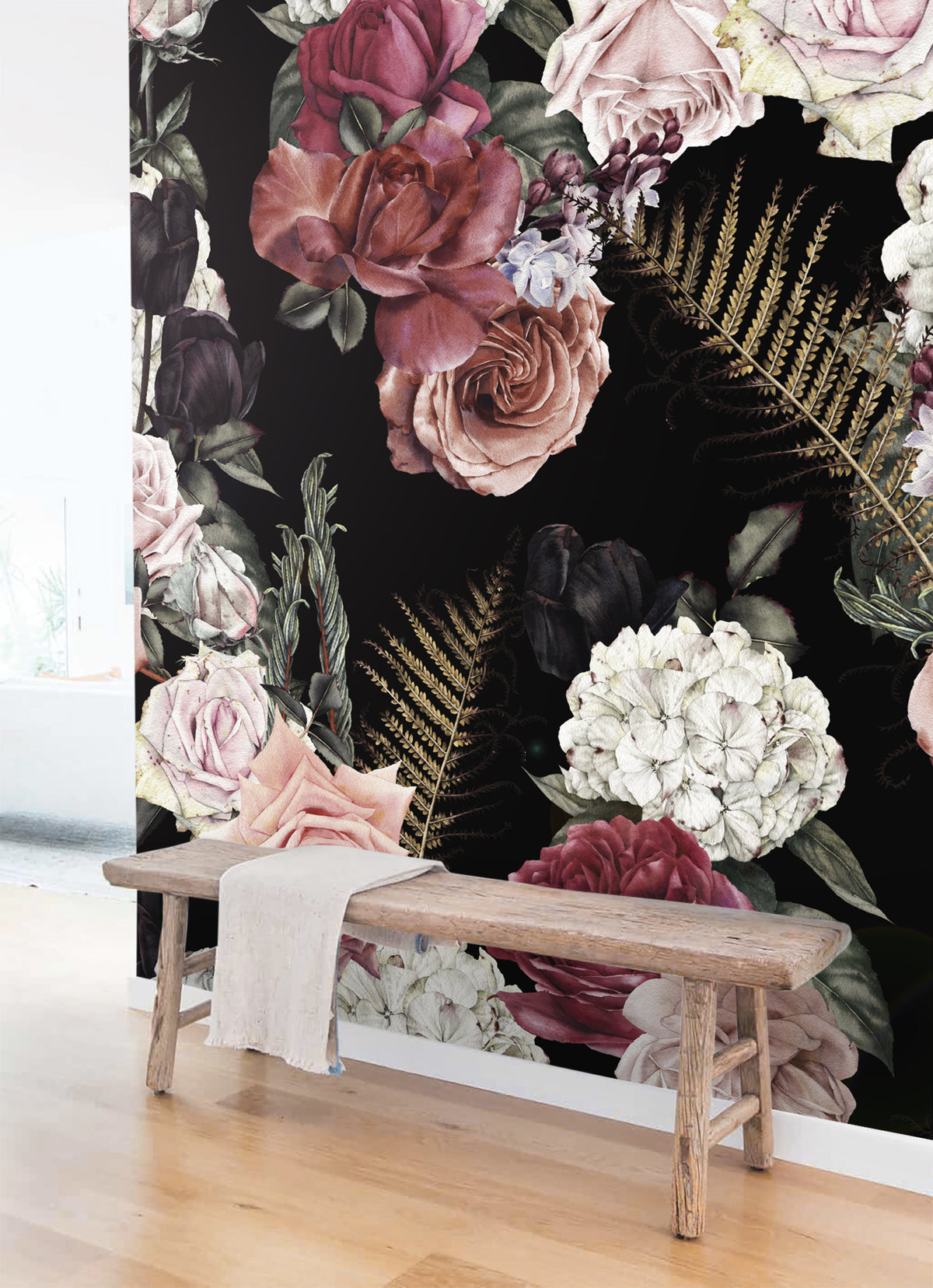 Elegant Vintage Rose Bouquet Mural