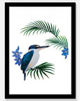 Artistic Series Kingfisher in Native Sun Orchids Art Print
