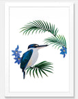 Artistic Series Kingfisher in Native Sun Orchids Art Print