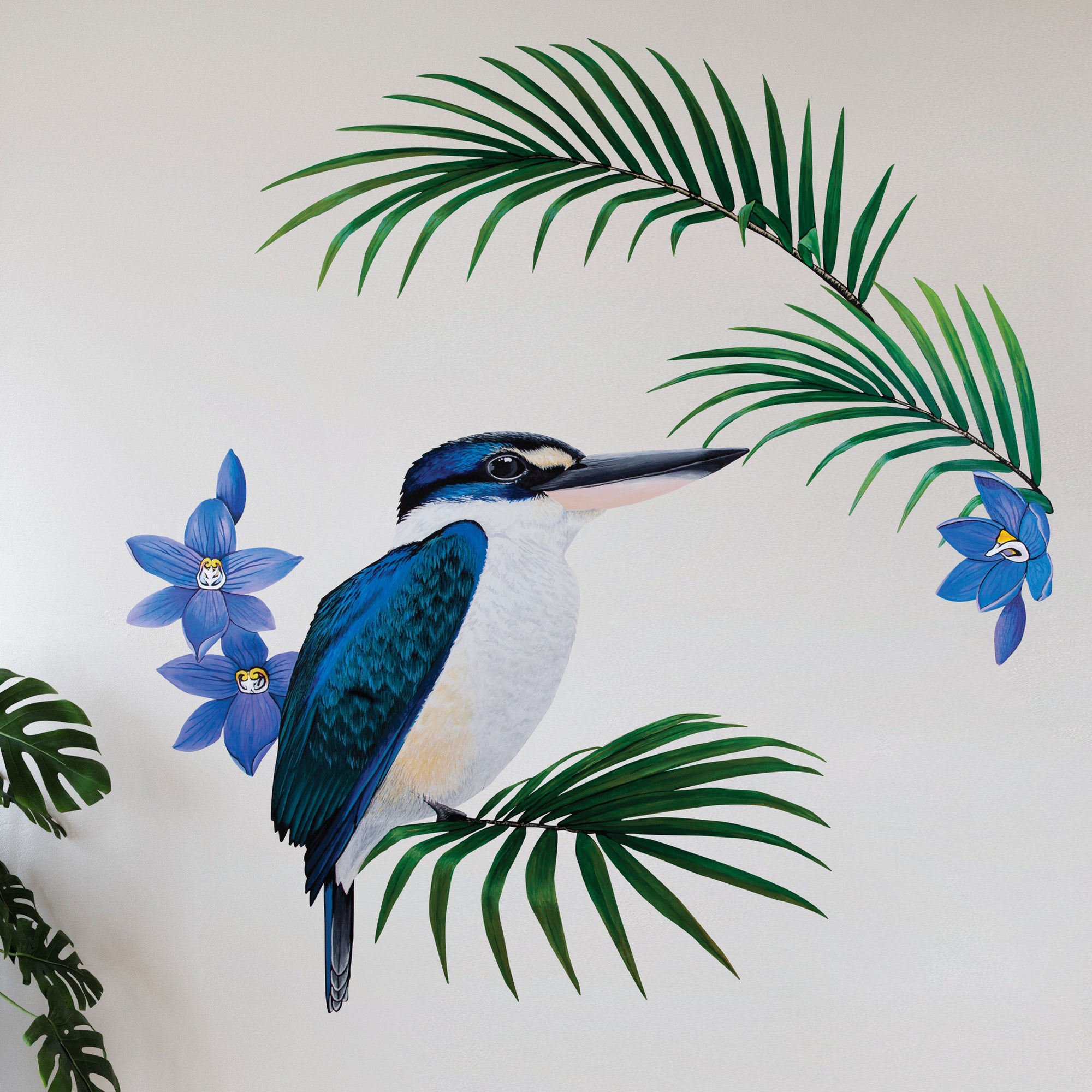 Kingfisher in Native Sun Orchids Wall Decal Your Decal Shop Wall Decal NZ
