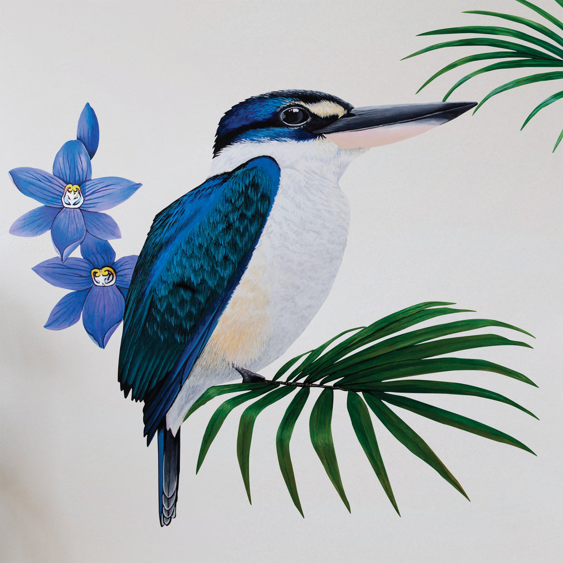 Kingfisher in Native Sun Orchids Wall Decal Your Decal Shop Wall Decal NZ