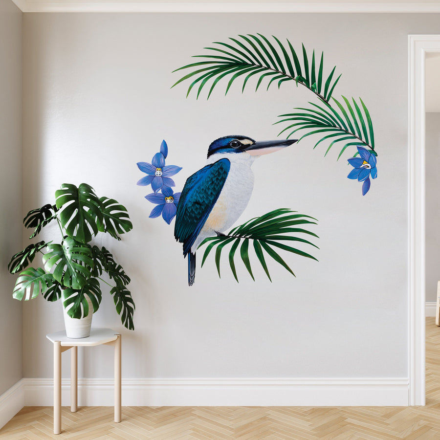 Kingfisher in Native Sun Orchids Wall Decal Your Decal Shop Wall Decal NZ