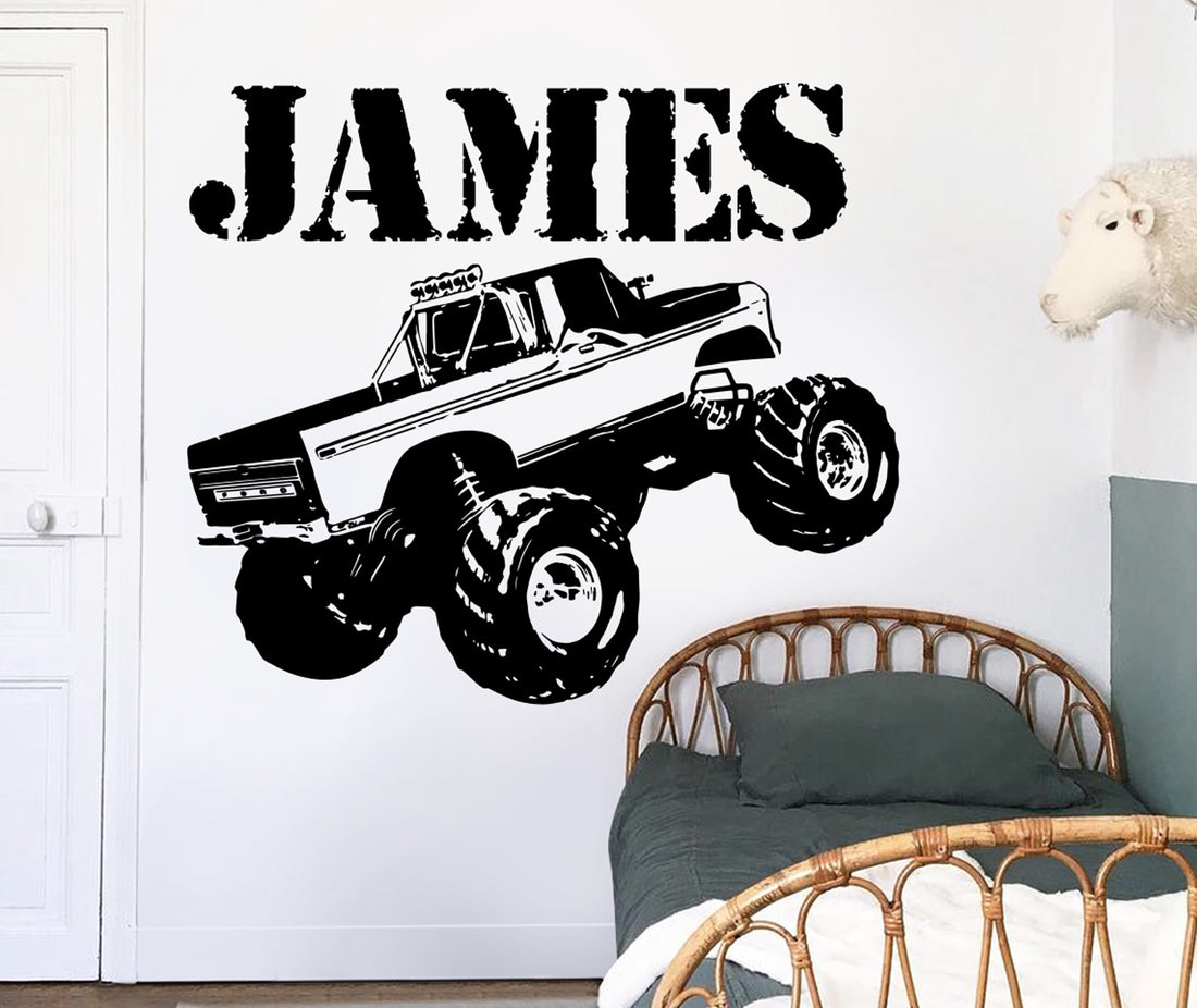 Monster Truck With Custom Name Wall Decal
