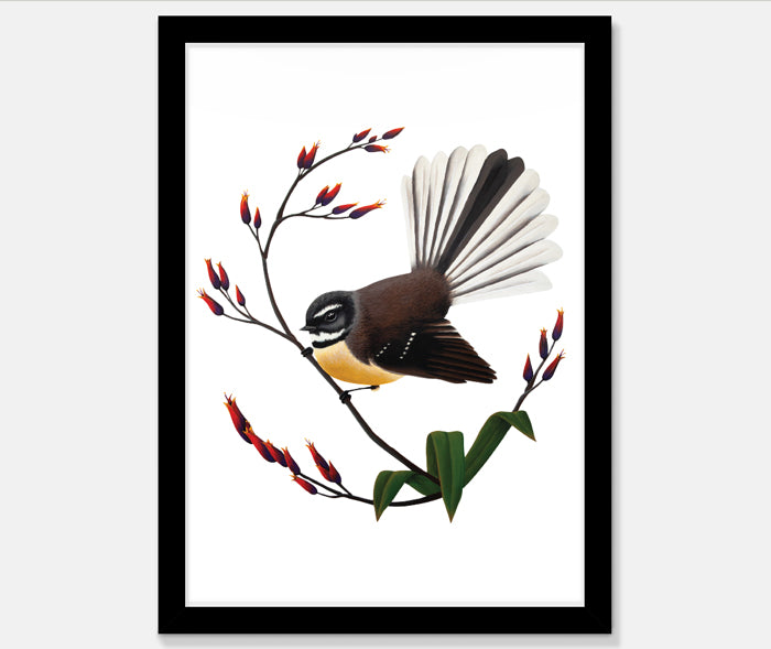 Artistic Series Fantail &amp; Flax Art Print