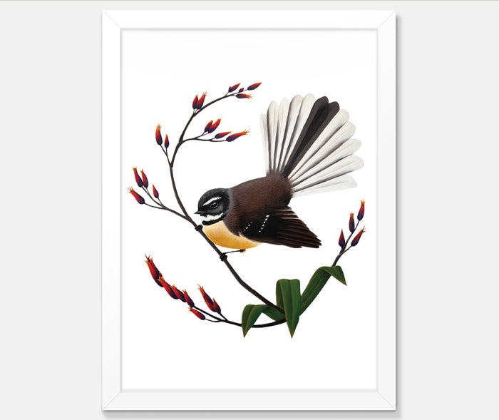 Artistic Series Fantail &amp; Flax Art Print