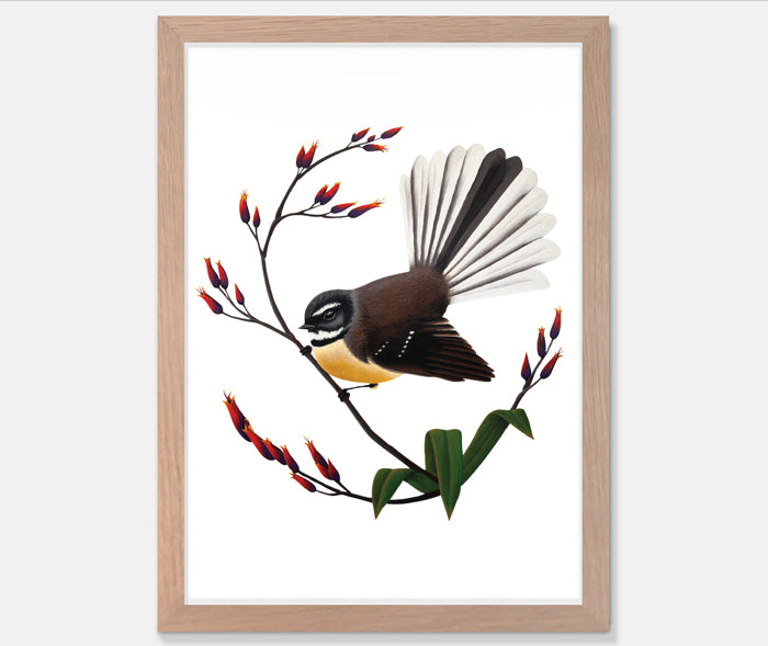Artistic Series Fantail &amp; Flax Art Print