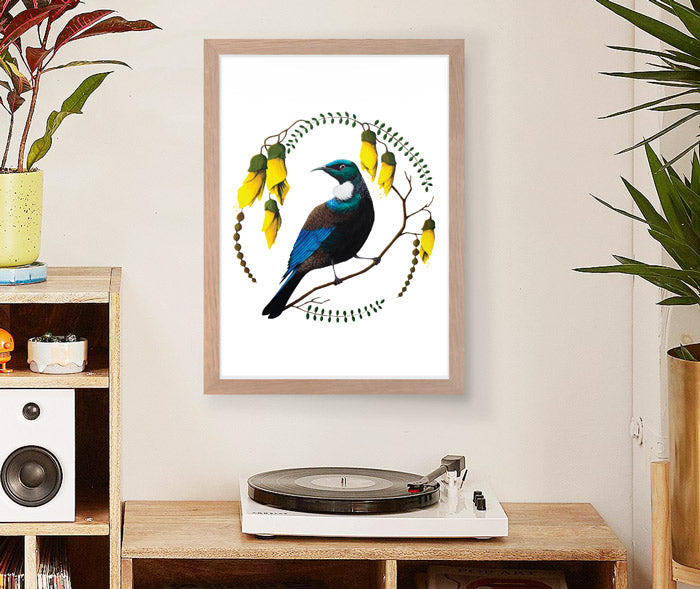 Tui in Kowhai Art Print Your Decal Shop Wall Decal NZ
