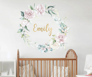 Rose Floral Wreath Custom Name Wall Decal Your Decal Shop Wall Decal NZ