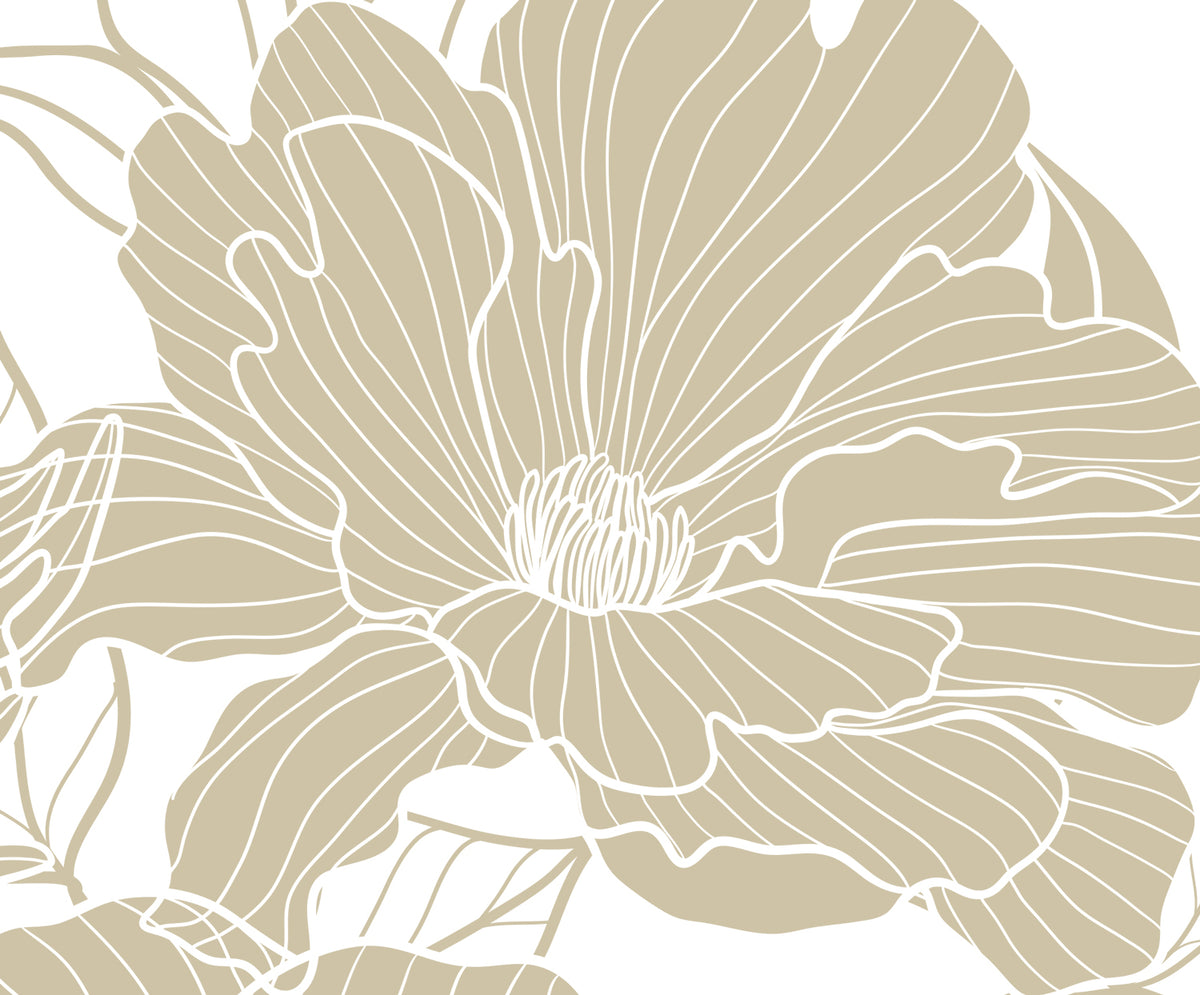 Close-up of the fine petal lines and open spaces in Stenciled Peonies artwork