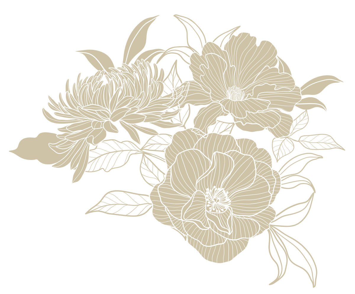 Complete Stenciled Peonies artwork showing the connected design and its proportions