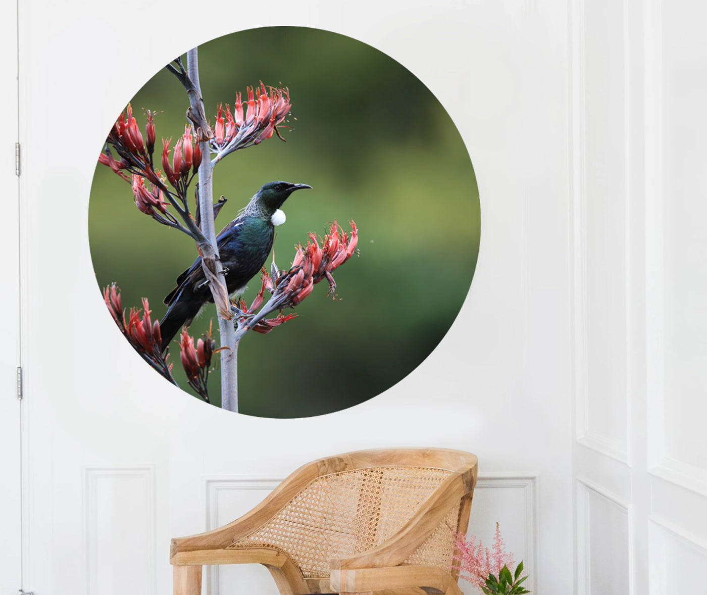 Tui On Flax Flower Mural Dot Your Decal Shop Wall Decal NZ