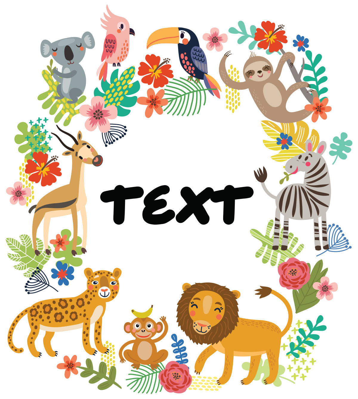 Animal Wreath with Custom Name Wall Decal Your Decal Shop Wall Decal NZ