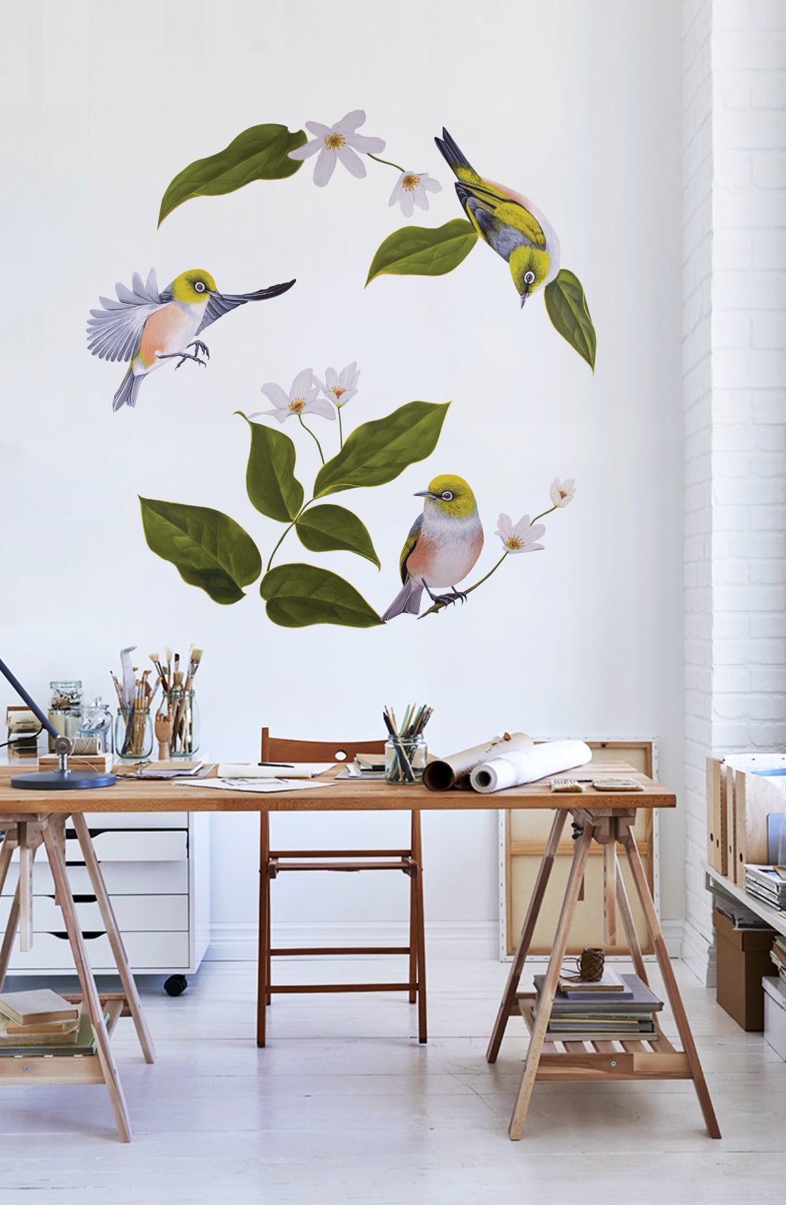 Wax Eyes In Native Clematis Wall Decal Your Decal Shop Wall Decal NZ