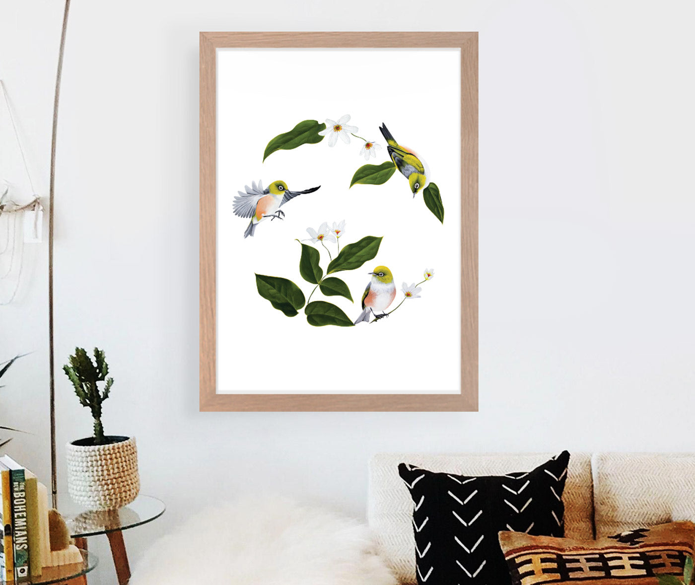 Wax Eyes In Native Clematis Art Print Your Decal Shop Wall Decal NZ