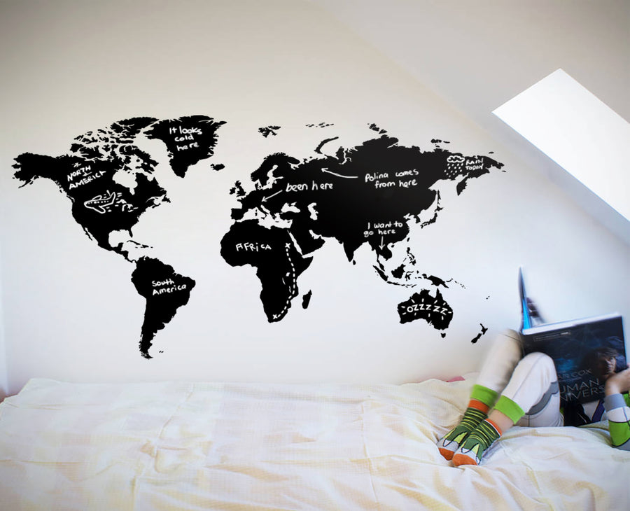 World Map Blackboard Wall Decal Your Decal Shop Wall Decal NZ