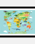 World Map Dinosaurs Art Print Your Decal Shop Wall Decal NZ