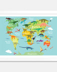 World Map Dinosaurs Art Print Your Decal Shop Wall Decal NZ