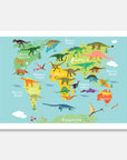 World Map Dinosaurs Art Print Your Decal Shop Wall Decal NZ