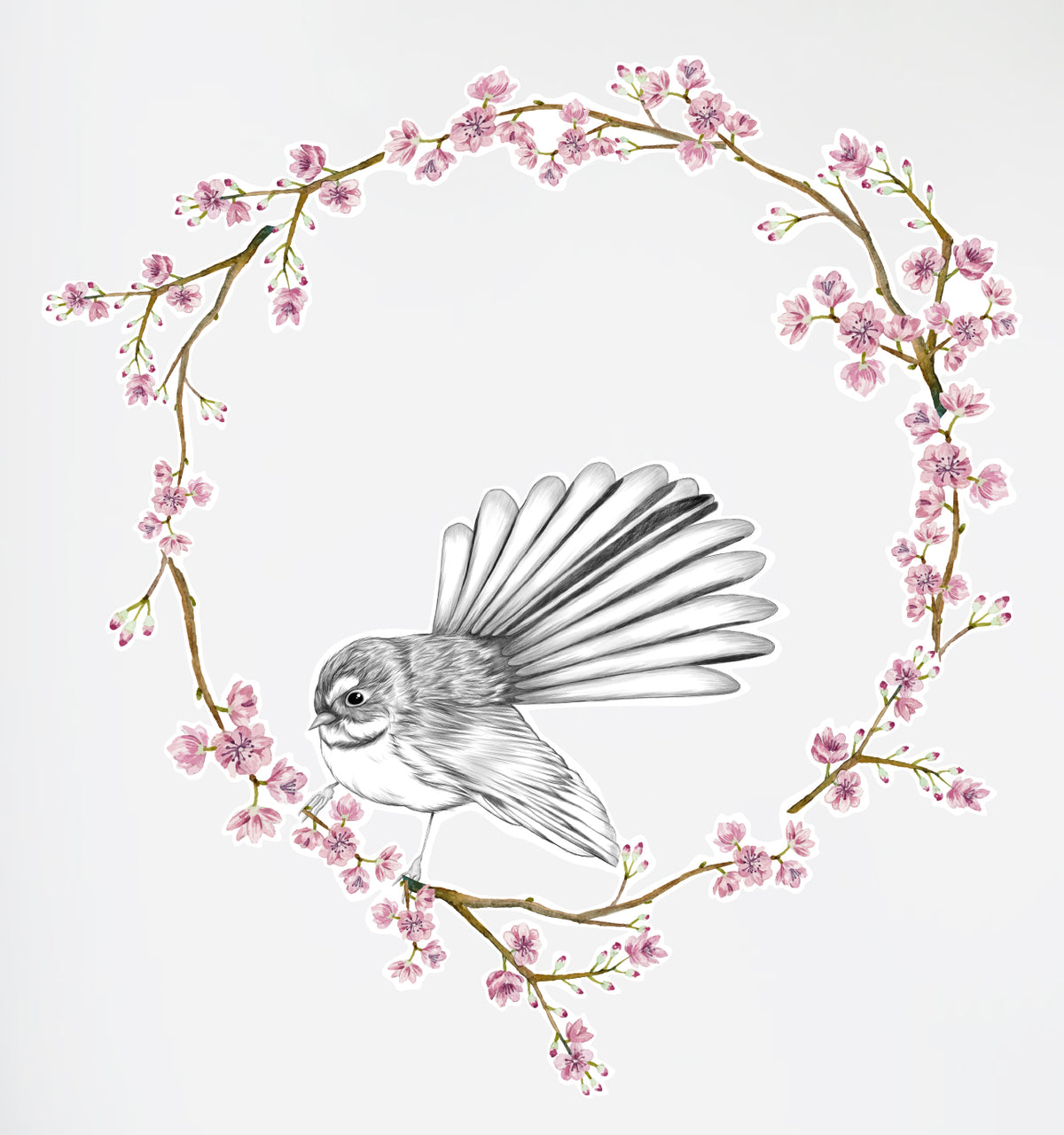 Fantail Wreath Wall Decal