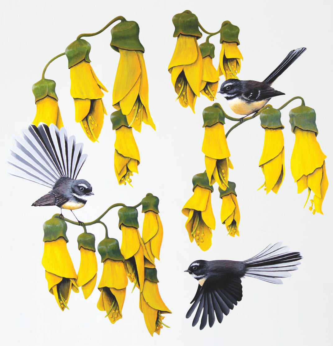 Fantails in Kowhai Wall Decal Your Decal Shop Wall Decal NZ