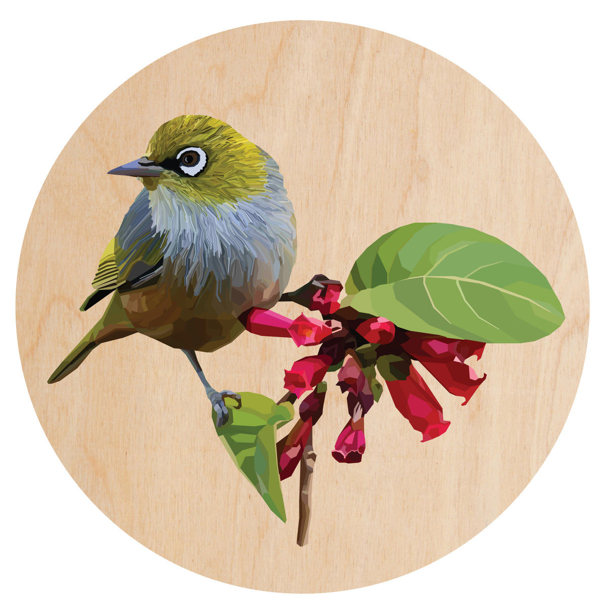 Geometric Silvereye Mural Dot