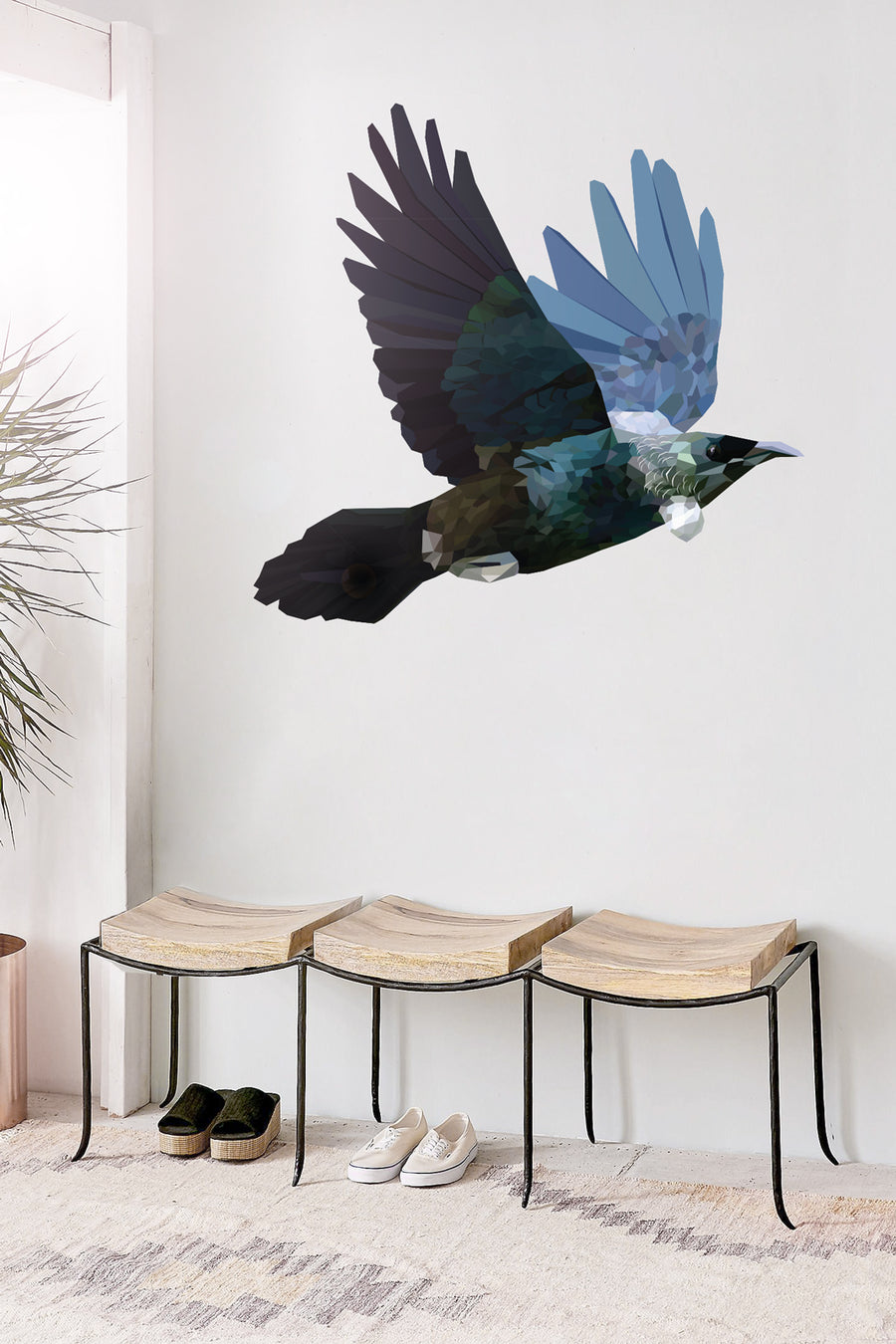 Geometric Flying Tui v.2 Wall Decal Your Decal Shop Wall Decal NZ