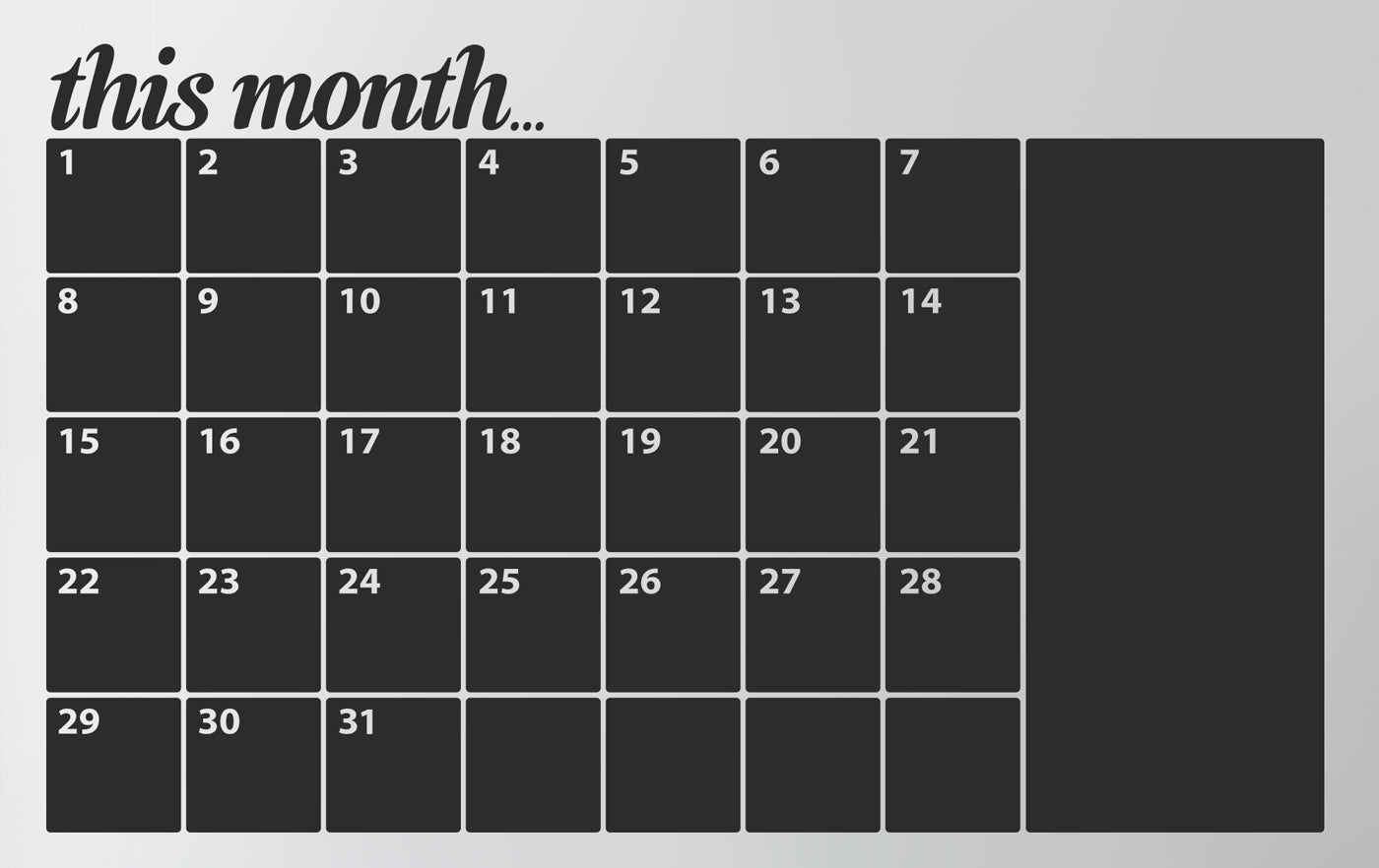 This Month (Dates) Blackboard Wall Decal Your Decal Shop Wall Decal NZ