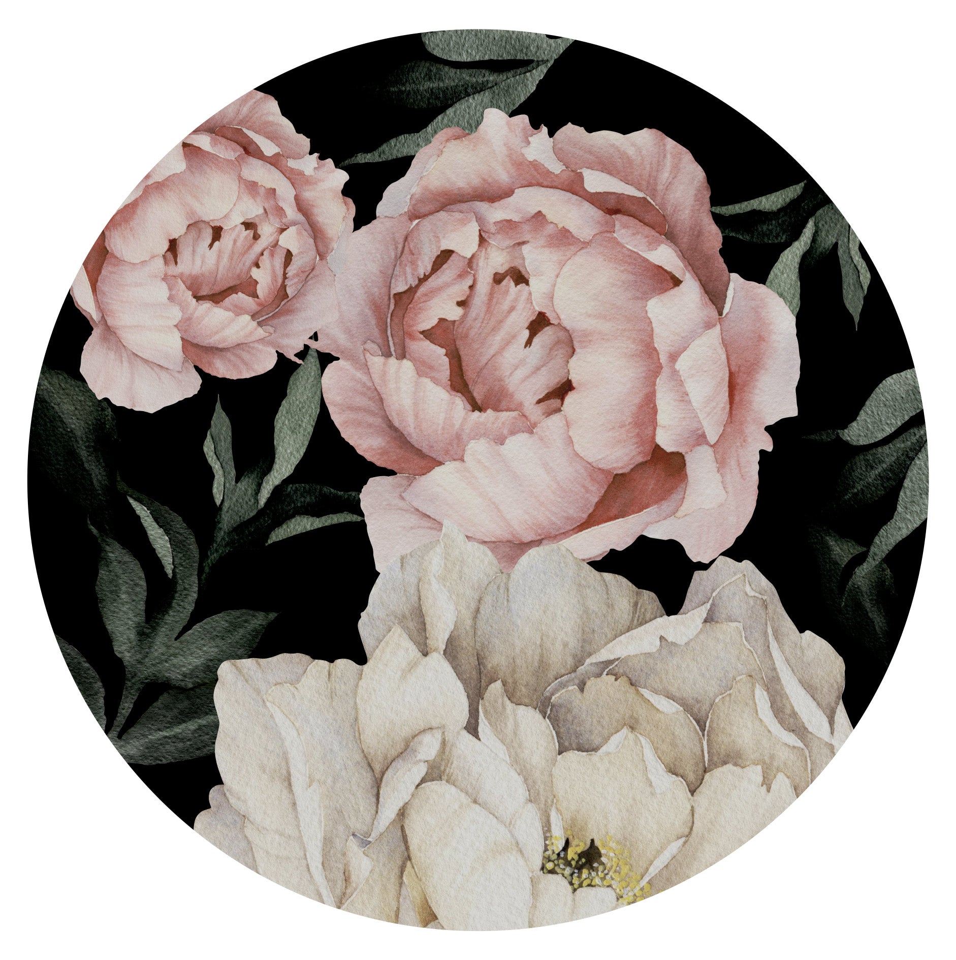 Peonies Black Mural Dot Your Decal Shop Wall Decal NZ