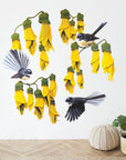 Fantails in Kowhai Wall Decal Your Decal Shop Wall Decal NZ