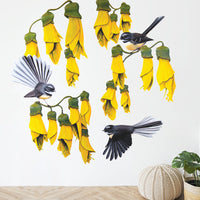 Fantails in Kowhai Wall Decal Your Decal Shop Wall Decal NZ