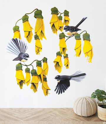 Fantails in Kowhai Wall Decal Your Decal Shop Wall Decal NZ